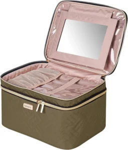 Double Layer Travel Makeup Bag with Mirror