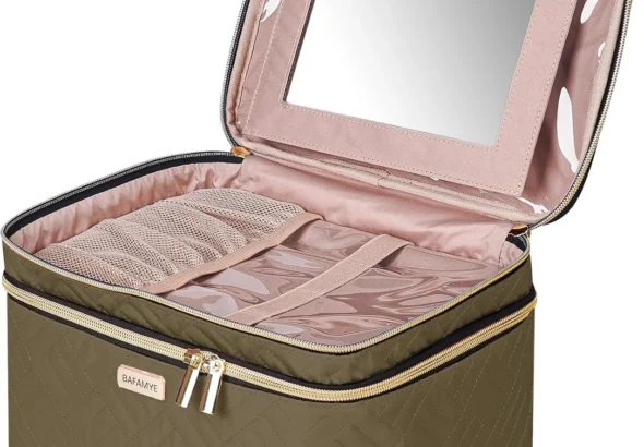 Double Layer Travel Makeup Bag with Mirror