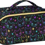 Makeup Organizer Bag, Halloween Black Bats Night Sky with Stars Travel Makeup Bags Makeup Vanity Case Large Capacity Rhombus Cosmetic Toiletry Bag for Girl Women Ladies, Halloween Theme 089, One Size