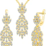 Yumilok leaf tassels 925 Sterling Silver Necklace Earring Sets Pendant Necklace for women Cubic Zirconia