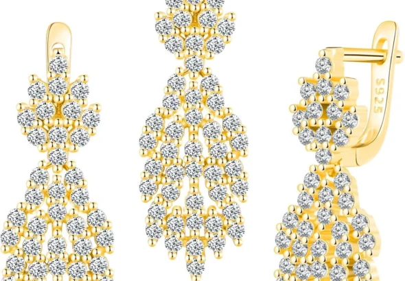 Yumilok leaf tassels 925 Sterling Silver Necklace Earring Sets Pendant Necklace for women Cubic Zirconia