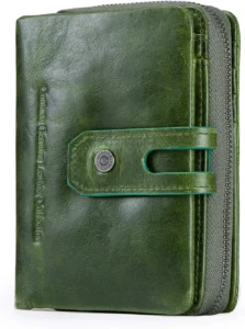 Contacts Genuine Leather Womens Trifold Coin Card Holder Clutch Zipper Purse Wallet