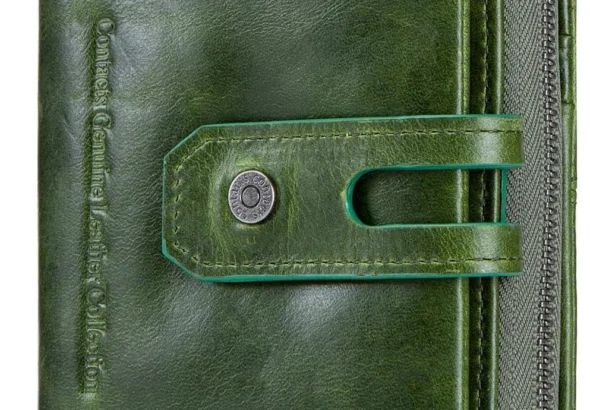 Contacts Genuine Leather Womens Trifold Coin Card Holder Clutch Zipper Purse Wallet