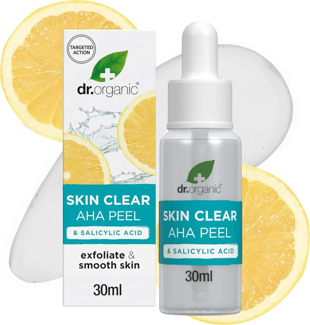Dr Organic - Skin Clear AHA Peel with Fruit Acids - Women's & Men's Skincare - Oil & Blemish Control, Pore Reducing & Clearer Skin - Vegan, Cruelty, Paraben & SLS Free - 30ml - 1 Pack
