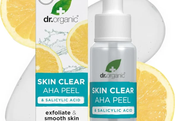 Dr Organic - Skin Clear AHA Peel with Fruit Acids - Women's & Men's Skincare - Oil & Blemish Control, Pore Reducing & Clearer Skin - Vegan, Cruelty, Paraben & SLS Free - 30ml - 1 Pack