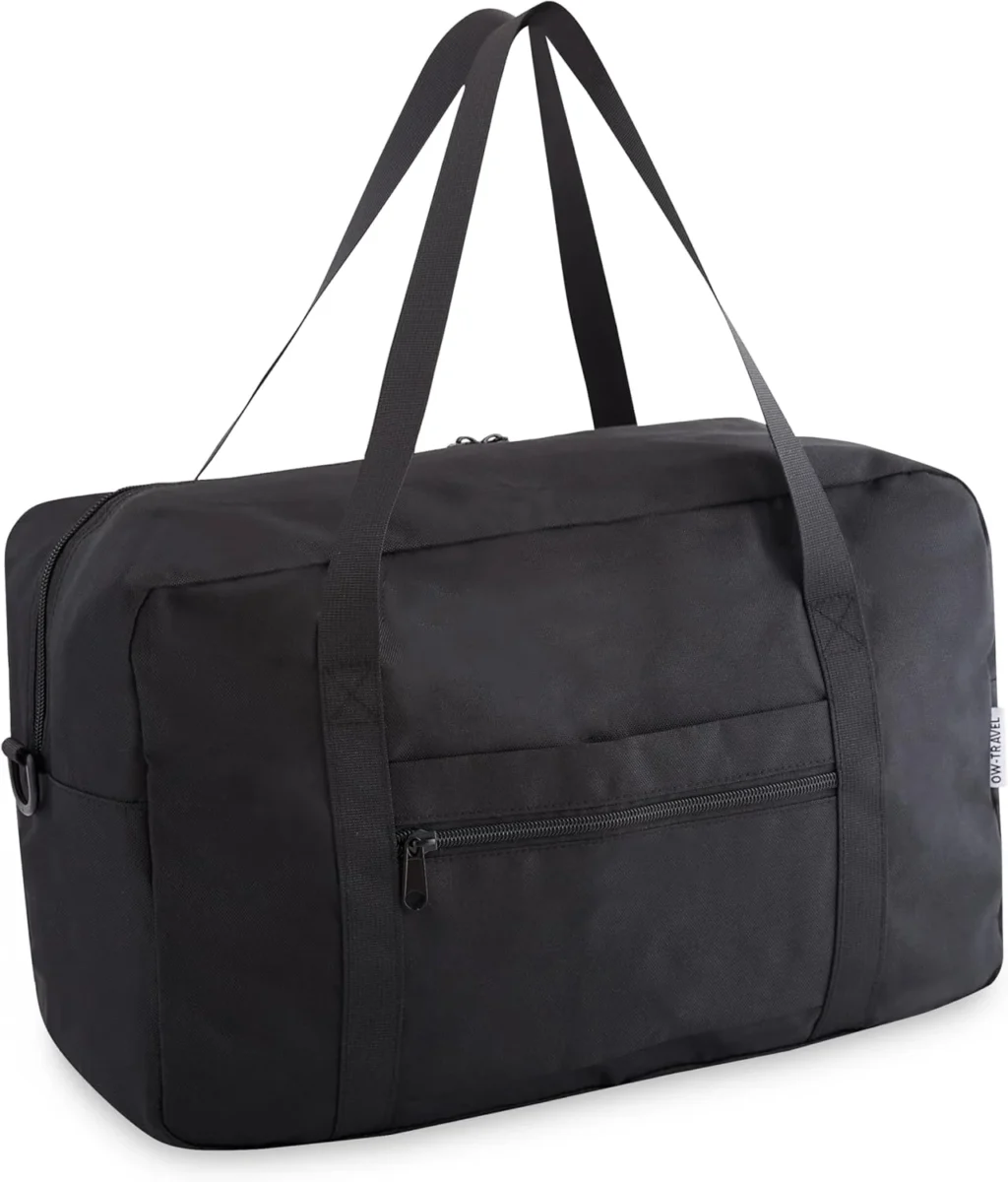 OW-Travel Small Ryanair Cabin Bags 40x20x25 Underseat Travel Bag (20L) Black Minimalist and Lightweight Durable RyanAir Cabin Bag. Carry on Hand Luggage. Holdall for Overnight Stays: Men and Women