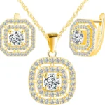 Cubic Zirconia 925 Sterling Silver Necklace and Earrings Set