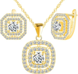 Cubic Zirconia 925 Sterling Silver Necklace and Earrings Set
