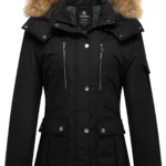 Wantdo Women's Quilted Puffer Jacket with Faux Fur Hood Waterproof Windproof