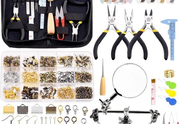 Glarks 1489Pcs Jewelry Making Kit with Pliers, Wires, Findings