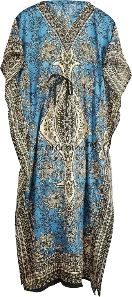Art Of Creation Women's Casual 100% Polyester Kaftan Dress, Maxi Kaftan Dress, Beachwear Cover Up (Free Size with Adjustable Back Strap)