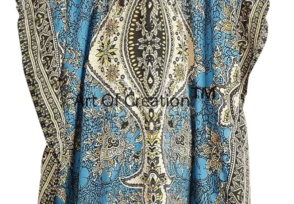 Art Of Creation Women's Casual 100% Polyester Kaftan Dress, Maxi Kaftan Dress, Beachwear Cover Up (Free Size with Adjustable Back Strap)
