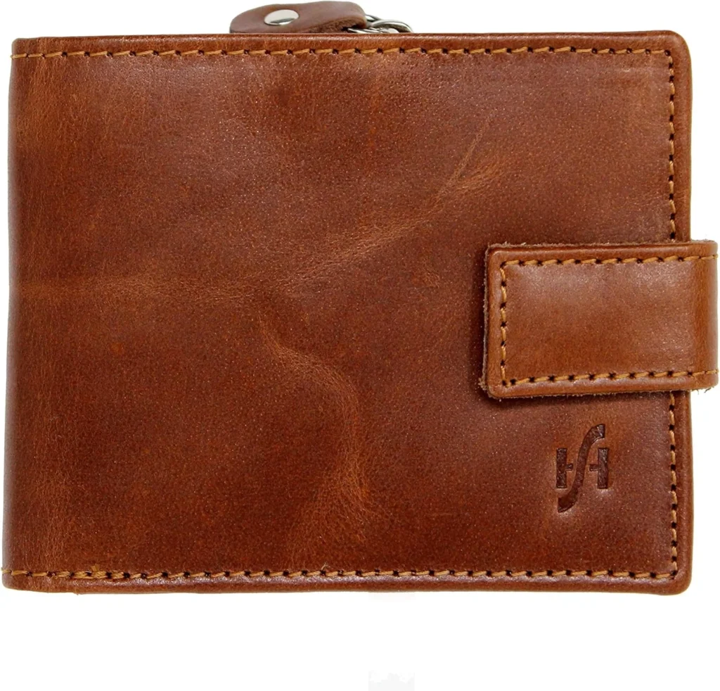 STARHIDE Men's Slim RFID Leather Wallet with Coin Pocket