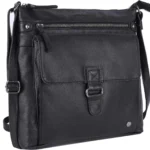 Leather Crossbody Bag with Triple Zip Sling Shoulder