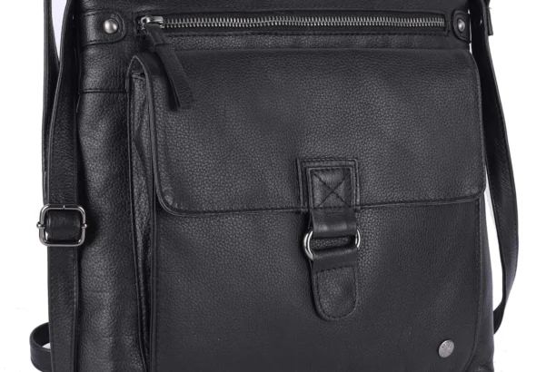 Leather Crossbody Bag with Triple Zip Sling Shoulder