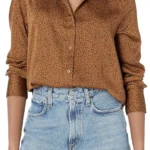 Amazon Essentials Women's Regular-Fit Satin Button Down Blouse (Available in Plus Size)