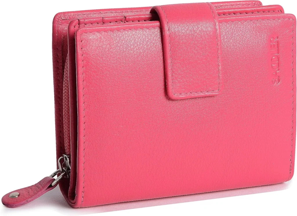 RFID Leather Compact Wallet with Card Slots & Coin Pocket