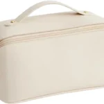 CORIOS Large Capacity Travel Cosmetic Bag Make Up Bag with Handle and Zipper Multifunction Waterproof Toiletry Bag PU Travel Organiser Bag Wash Bag for Women Ladies Girls White