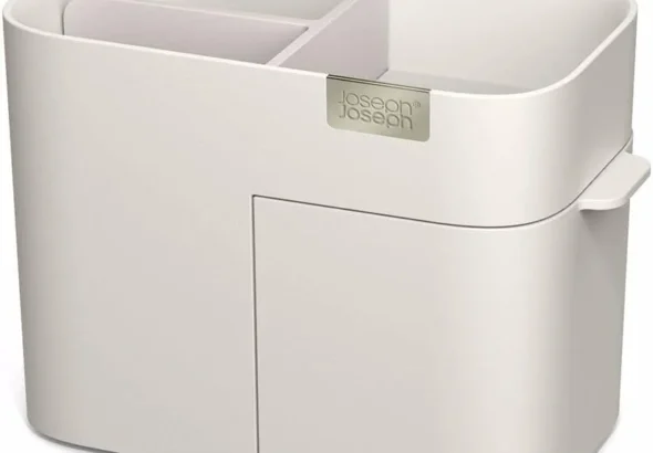 Joseph Joseph Viva Compact Makeup Cosmetic Organiser with Drawer, dismantles for easy cleaning - Shell,Grey