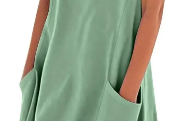 Sleeveless Cotton Linen Dresses for Women UK Casual Summer Swing Short Sundress with Pockets Ladies Tank Vest Dress Plus Size My Orders Sale Clearance Order 2025 Trending