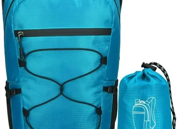 15L hiking backpack, Lightweight Foldable waterproof backpack, Small Travel Rucksack for Women Men Packable Folding Bagpack for Travelling (Azure Color-A)