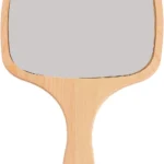 Lurrose Wood Makeup Mirrors, Portable Wooden Handle Hand Held Makeup Mirrors Vintage Wood Vanity Cosmetic Mirror Travel Makeup Mirror for Women (Size 2 Large)