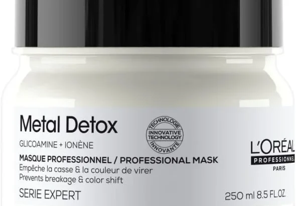 LOral Professionnel Metal Detox Hair Mask, Prevent Breakage & Colour Fade from Hard Water, Moisturising Conditioner Treatment for Smooth, Shiny Hair, Prevent Damaged Hair