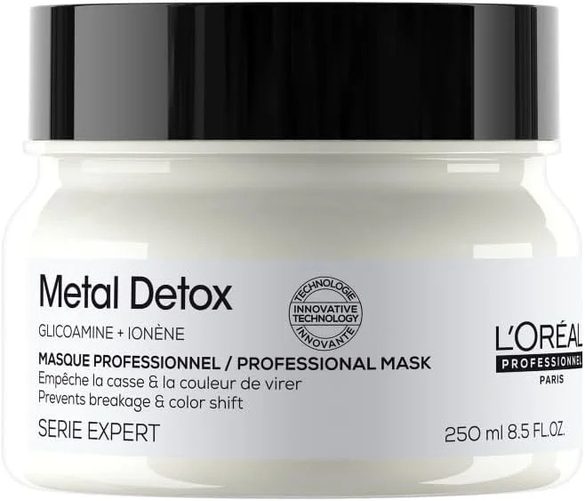 LOral Professionnel Metal Detox Hair Mask, Prevent Breakage & Colour Fade from Hard Water, Moisturising Conditioner Treatment for Smooth, Shiny Hair, Prevent Damaged Hair