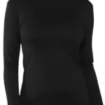 Womens Long Sleeve Polo Neck Top with Thumb Hole Ladies Roll Neck Stretch Gym Yoga Running Base Layer Soft Viscose High Neck Pullover UK Sizes 8-14