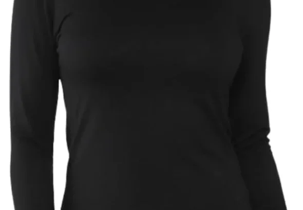 Womens Long Sleeve Polo Neck Top with Thumb Hole Ladies Roll Neck Stretch Gym Yoga Running Base Layer Soft Viscose High Neck Pullover UK Sizes 8-14
