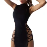 JasmyGirls Women's Rave Outfits Sexy Sleeveless High Slit Bodycon Dress Halloween Dresses