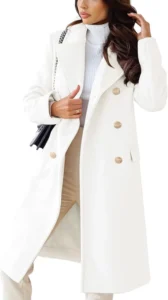 CHARTOU Women's Winter Jacket Double-Breasted Wool Blend Warm Long Trench Coat