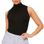 STAR FASHION Ladies/Women Sleeveless Stretchy High Turtle Polo Neck Vest Top Fashionable and Causal T-Shirts