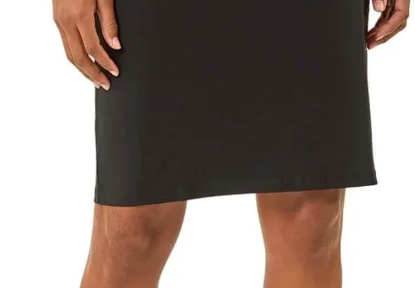 Roman Stretchy Skirt for Women UK Ladies Pencil Jersey Pull On Summer Spring Knee Length Straight Bengaline Denim Elastic Waist Fitted Casual Smart Work Office Split