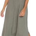 AMhomely Boho Maxi Dresses for Women UK Cotton and Linen Dresses Summer Sexy Spaghetti Strap Long Dresses Solid Beach Shift Dress Elegant Party Sundress Plus Size Casual Dress Going Out