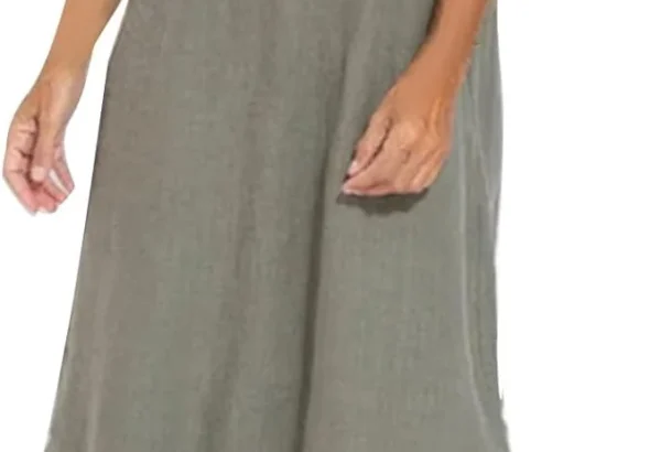 AMhomely Boho Maxi Dresses for Women UK Cotton and Linen Dresses Summer Sexy Spaghetti Strap Long Dresses Solid Beach Shift Dress Elegant Party Sundress Plus Size Casual Dress Going Out