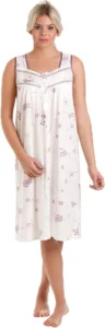 Lady Olga Womens Jersey Cotton Rich Floral Sleeveless Nightwear 0103 Nightie