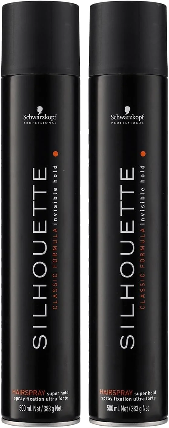 Schwarzkopf Professional Silhouette Super Hold Hairspray For Hair Styling Invisible Long Lasting Hold Micro Fine Film Formers Quick Drying Non Sticky Hairspray For Women Men 500 ml (Pack of 2)