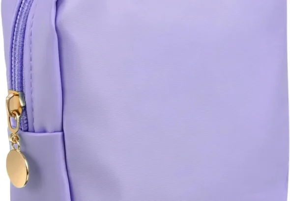 PATIKIL Polyester Makeup Bags, Square Small Cute Cosmetic Zipper Pouch Purse Reusable Makeup Storage Organizer Waterproof Travel Coin Pouch for Women Girls, Purple