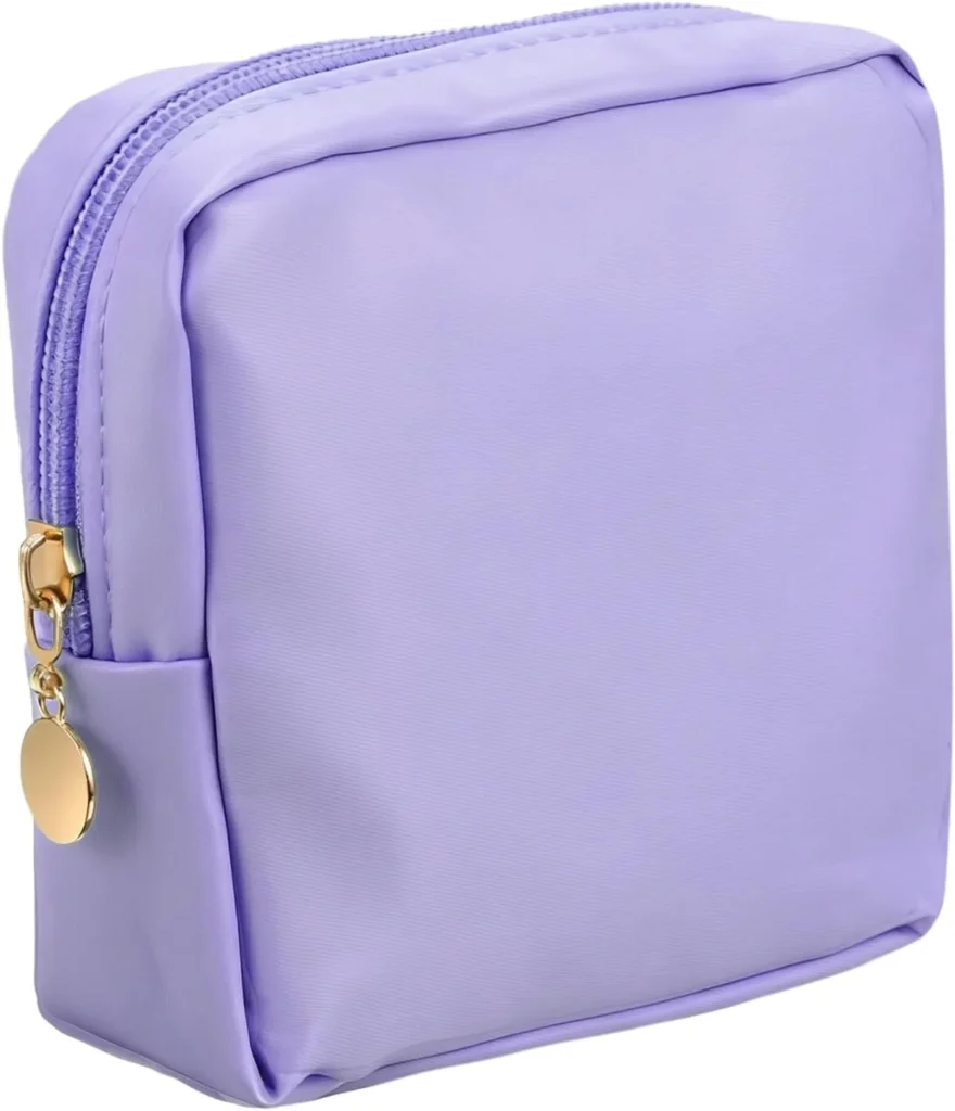 PATIKIL Polyester Makeup Bags, Square Small Cute Cosmetic Zipper Pouch Purse Reusable Makeup Storage Organizer Waterproof Travel Coin Pouch for Women Girls, Purple