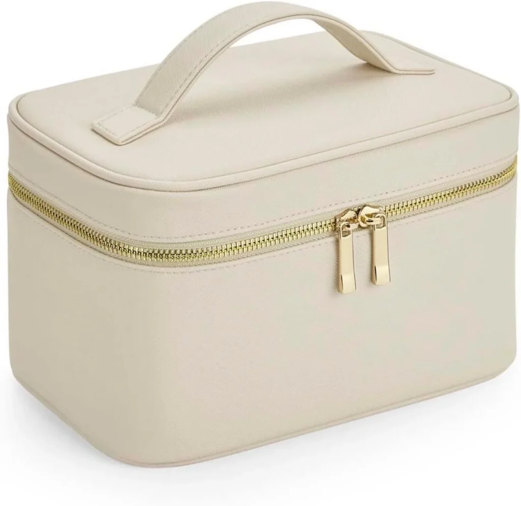 BagBase BG763 Boutique Vanity Case - Elegant Leather-Look PU - Perfect for Makeup & Travel Needs - Gifts for Women - Oyster