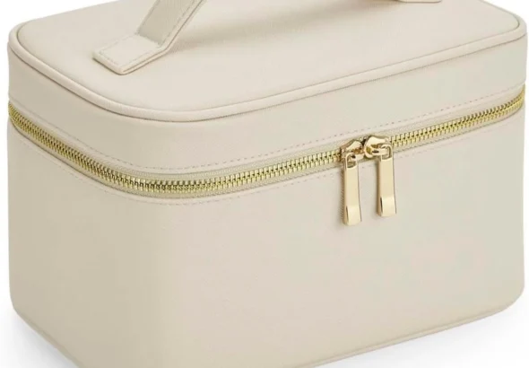 BagBase BG763 Boutique Vanity Case - Elegant Leather-Look PU - Perfect for Makeup & Travel Needs - Gifts for Women - Oyster