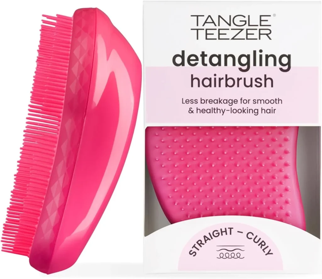 Tangle Teezer Original Detangling Hairbrush - For Wet & Dry Hair - Detangling Brush for All Hair Types - Two-Tiered Teeth Reduce Breakage & Eliminate Knots - Pink Fizz