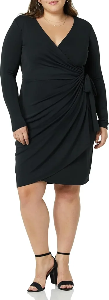 Amazon Essentials Women's Long-Sleeved Classic Wrap Dress (Available in Plus Sizes)