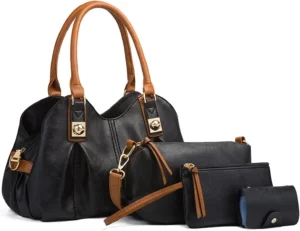 NICOLE & DORIS Fashion Women Handbags Simple Handbags for Women Large Tote Bags with 4 Pieces Vintage Shoulder Bag Multifunction Top Handle Bags for Shopping