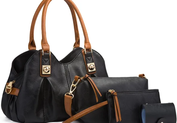 NICOLE & DORIS Fashion Women Handbags Simple Handbags for Women Large Tote Bags with 4 Pieces Vintage Shoulder Bag Multifunction Top Handle Bags for Shopping