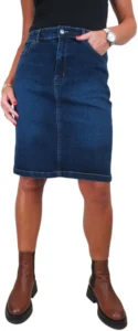 Paulo Due Women's Knee Length Stretch Denim Skirt Ladies Pencil Jeans Skirt 10-22