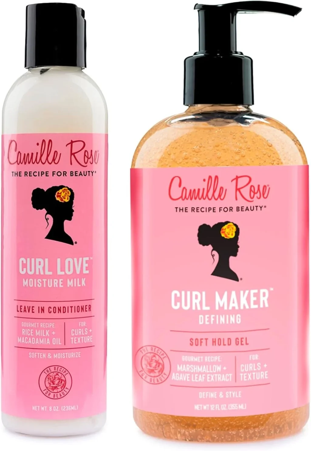 Camille Rose Moisture Milk Leave-In Hair Conditioner 240 ml and Curl Maker Jelly 355 ml Bundle