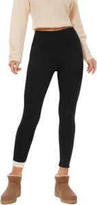 AMIYOYO Thermal Leggings Women Thick Fur Fleece Lined Leggings High Waisted Winter Warm Black Soft Tights Tummy Control Gym Yoga Fitness Stretchy Pants Trousers