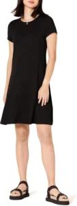 Amazon Essentials Women's Short-Sleeved Scoop Neck Swing Dress (Available in Plus Sizes)